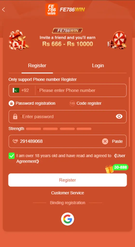 Fe786Win Register and Login